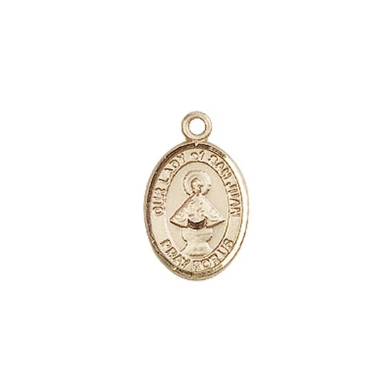 14KT GOLD OUR LADY OF SAN JUAN MEDAL - 1/2" x 1/4"