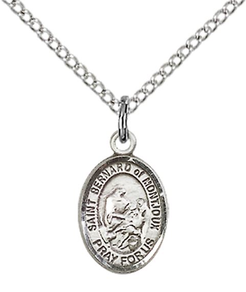 STERLING SILVER ST BERNARD OF MONTJOUX PENDANT WITH CHAIN - 1/2" x 1/4"