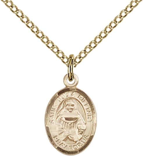 14KT GOLD FILLED ST JULIA BILLIART PENDANT WITH CHAIN - 1/2" x 1/4"