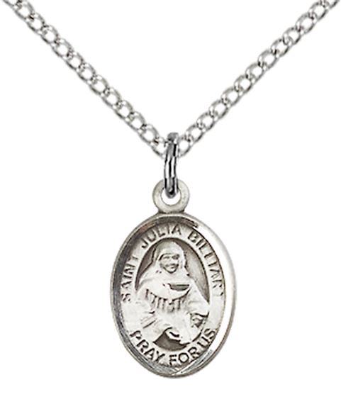 STERLING SILVER ST JULIA BILLIART PENDANT WITH CHAIN - 1/2" x 1/4"