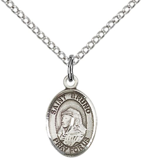 STERLING SILVER ST BRUNO PENDANT WITH CHAIN - 1/2" x 1/4"