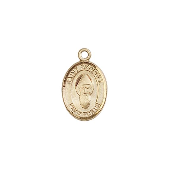 14KT GOLD ST SHARBEL MEDAL - 1/2" x 1/4"