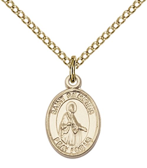 14KT GOLD FILLED ST REMIGIUS OF REIMS PENDANT WITH CHAIN - 1/2" x 1/4"