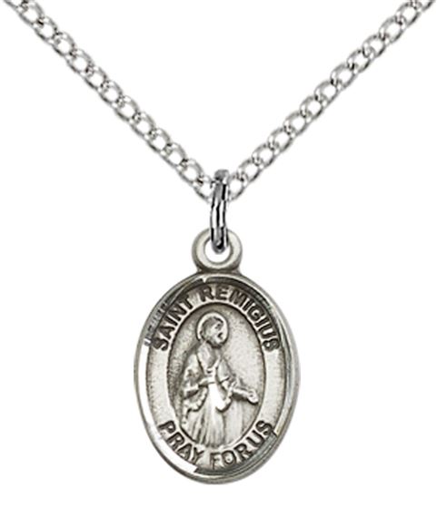 STERLING SILVER ST REMIGIUS OF REIMS PENDANT WITH CHAIN - 1/2" x 1/4"