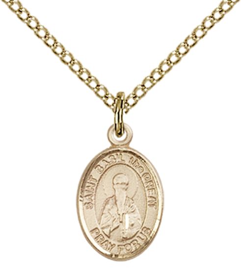 14KT GOLD FILLED ST BASIL THE GREAT PENDANT WITH CHAIN - 1/2" x 1/4"
