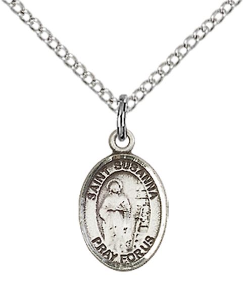 STERLING SILVER ST SUSANNA PENDANT WITH CHAIN - 1/2" x 1/4"