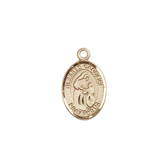 14KT GOLD BLESSED CAROLINE GERHARDINGER MEDAL - 1/2" x 1/4"