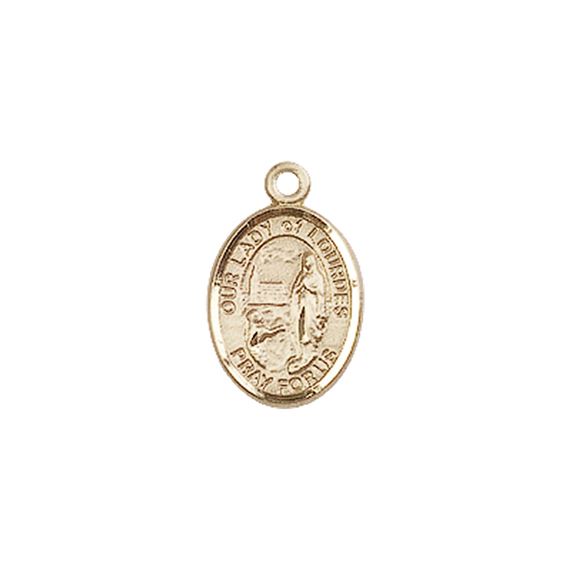 14KT GOLD OUR LADY OF LOURDES MEDAL - 1/2" x 1/4"