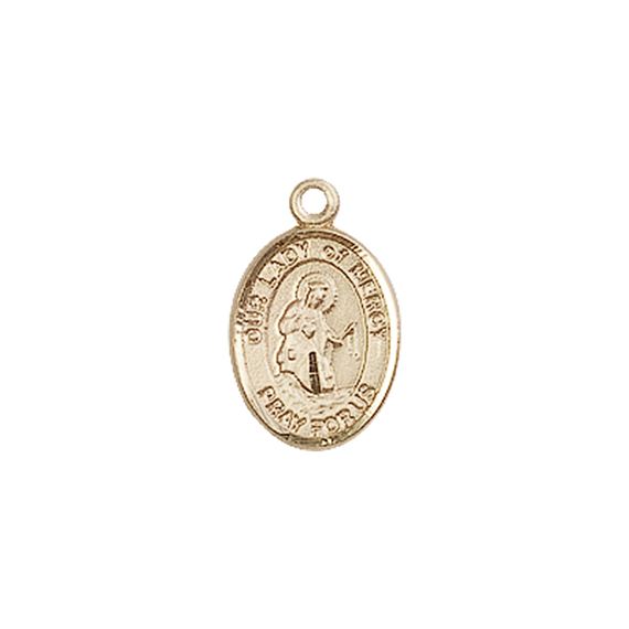 14KT GOLD OUR LADY OF MERCY MEDAL - 1/2" x 1/4"