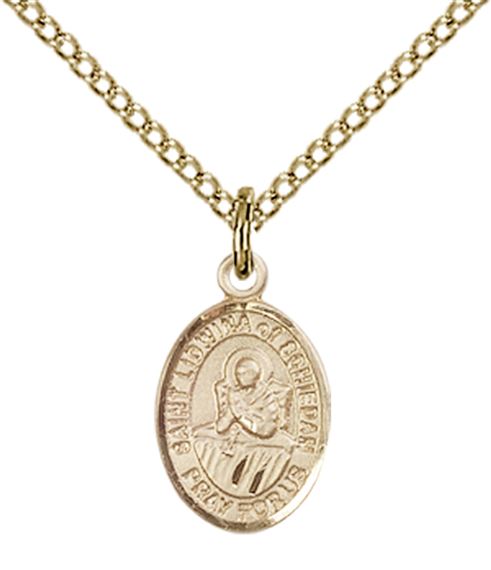 14KT GOLD FILLED ST LIDWINA OF SCHIEDAM PENDANT WITH CHAIN - 1/2" x 1/4"