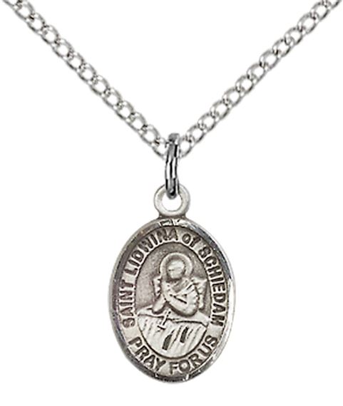 STERLING SILVER ST LIDWINA OF SCHIEDAM PENDANT WITH CHAIN - 1/2" x 1/4"