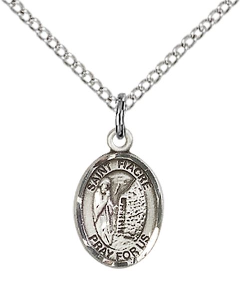 STERLING SILVER ST FIACRE PENDANT WITH CHAIN - 1/2" x 1/4"