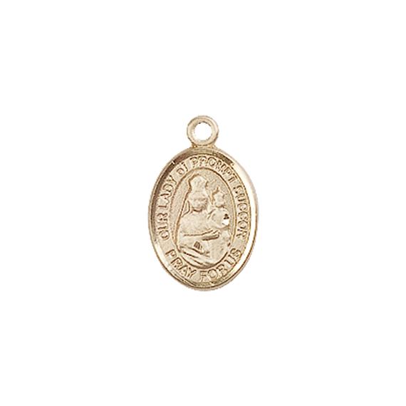 14KT GOLD OUR LADY OF PROMPT SUCCOR MEDAL - 1/2" x 1/4"
