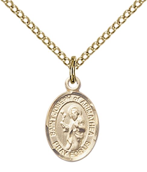 14KT GOLD FILLED ST JOSEPH OF ARIMATHEA PENDANT WITH CHAIN - 1/2" x 1/4"