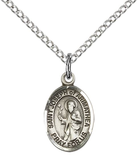 STERLING SILVER ST JOSEPH OF ARIMATHEA PENDANT WITH CHAIN - 1/2" x 1/4"