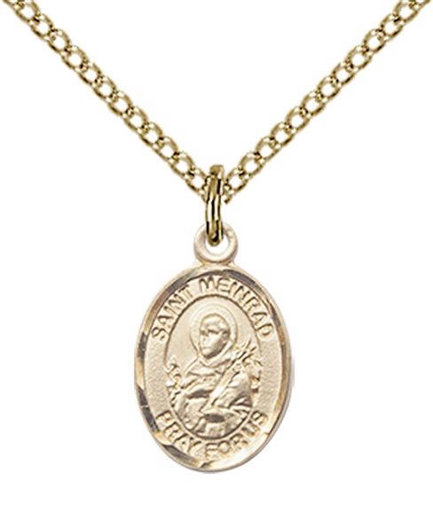 14KT GOLD FILLED ST MEINRAD OF EINSIDELN PENDANT WITH CHAIN - 1/2" x 1/4"