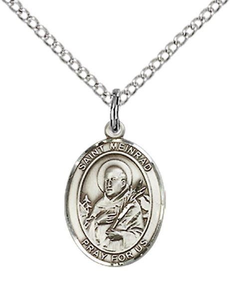 STERLING SILVER ST MEINRAD OF EINSIDELN PENDANT WITH CHAIN - 1/2" x 1/4"