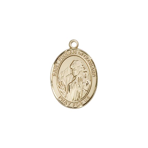 14KT GOLD ST FINNIAN OF CLONARD MEDAL - 1/2" x 1/4"