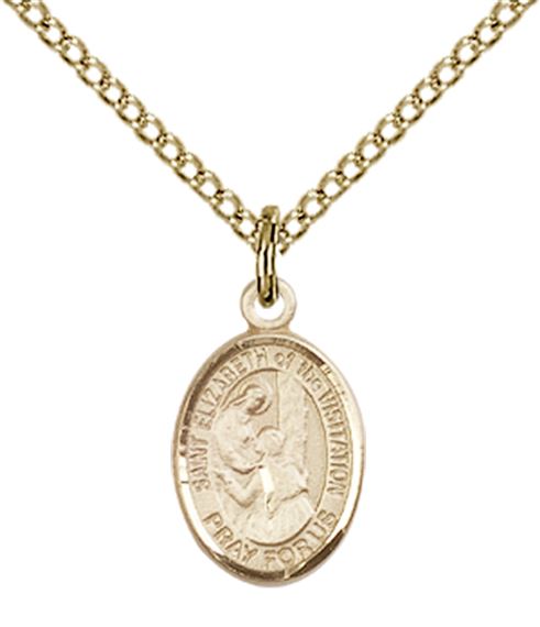 14KT GOLD FILLED ST ELIZABETH OF THE VISITATION PENDANT WITH CHAIN - 1/2" x 1/4"