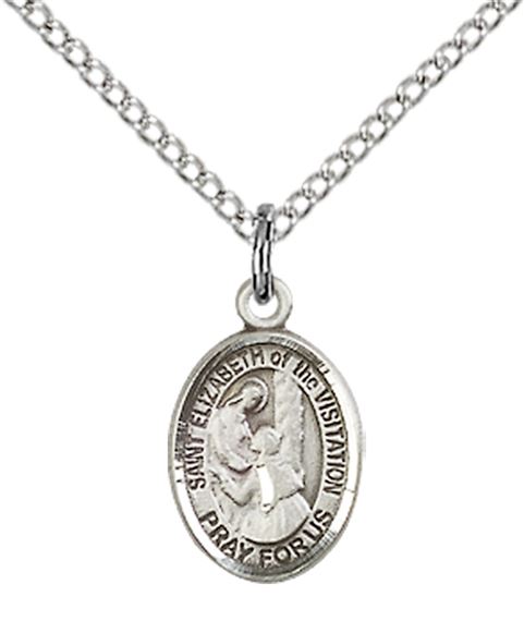 STERLING SILVER ST ELIZABETH OF THE VISITATION PENDANT WITH CHAIN - 1/2" x 1/4"