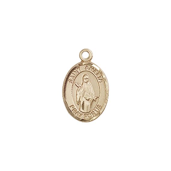 14KT GOLD ST AMELIA MEDAL - 1/2" x 1/4"