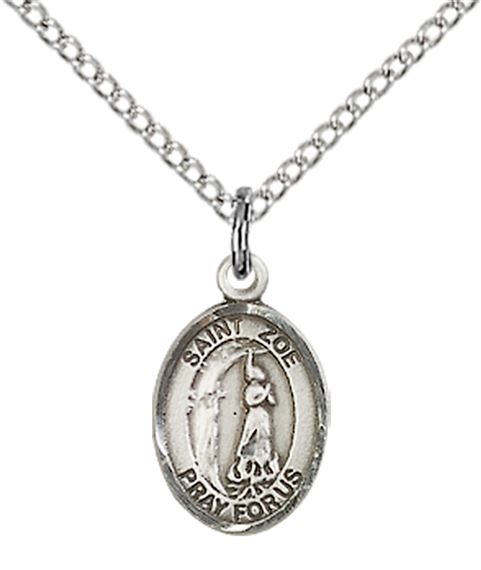 STERLING SILVER ST ZOE OF ROME PENDANT WITH CHAIN - 1/2" x 1/4"