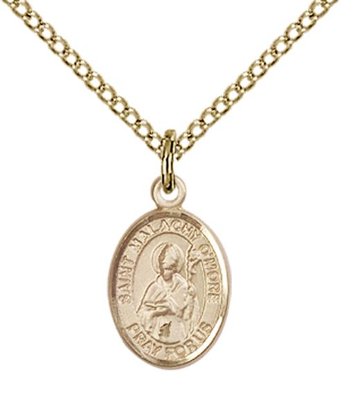 14KT GOLD FILLED ST MALACHY O'MORE PENDANT WITH CHAIN - 1/2" x 1/4"