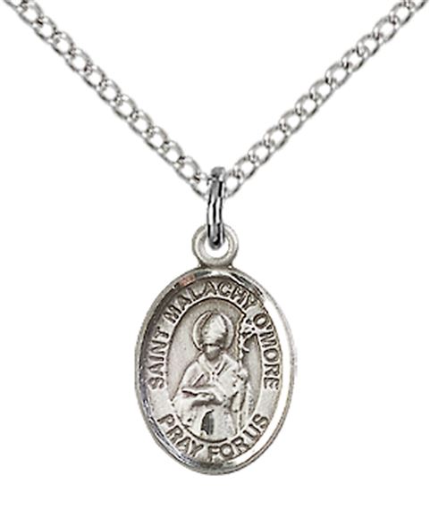 STERLING SILVER ST MALACHY O'MORE PENDANT WITH CHAIN - 1/2" x 1/4"