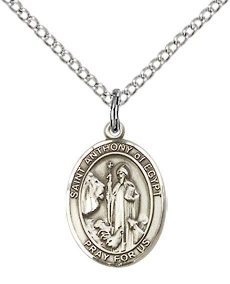 STERLING SILVER ST ANTHONY OF EGYPT PENDANT WITH CHAIN - 1/2" x 1/4"