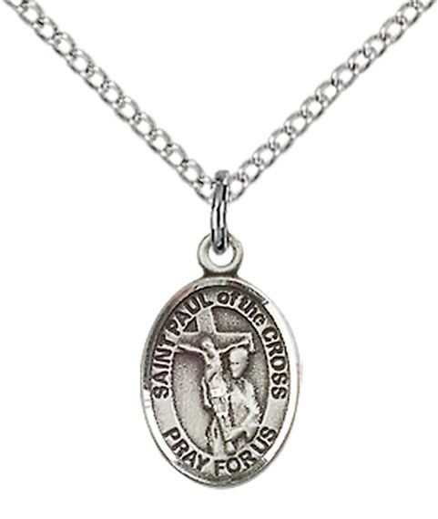 STERLING SILVER ST PAUL OF THE CROSS PENDANT WITH CHAIN - 1/2" x 1/4"