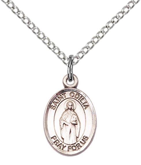 STERLING SILVER ST ODILIA PENDANT WITH CHAIN - 1/2" x 1/4"