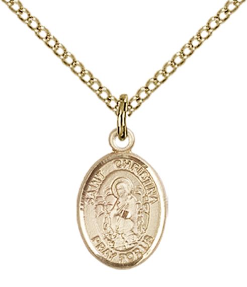 14KT GOLD FILLED ST CHRISTINA THE ASTONISHING PENDANT WITH CHAIN - 1/2" x 1/4"