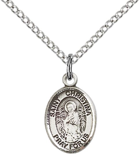 STERLING SILVER ST CHRISTINA THE ASTONISHING PENDANT WITH CHAIN - 1/2" x 1/4"