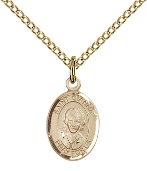 14KT GOLD FILLED ST GIANNA PENDANT WITH CHAIN - 1/2" x 1/4"