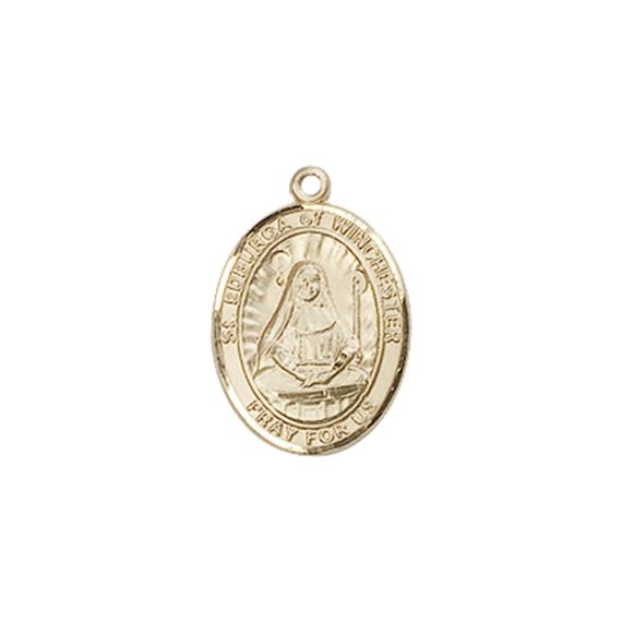 14KT GOLD ST EDBURGA OF WINCHESTER MEDAL - 1/2" x 1/4"