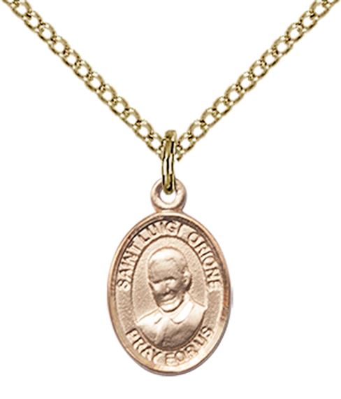 14KT GOLD FILLED ST LUIGI ORIONE PENDANT WITH CHAIN - 1/2" x 1/4"