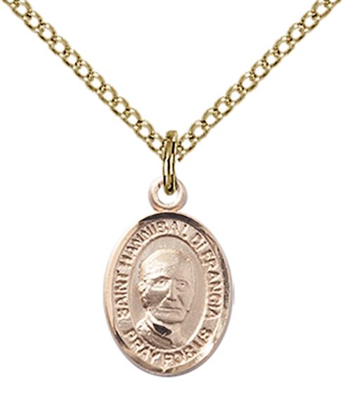 14KT GOLD FILLED ST HANNIBAL PENDANT WITH CHAIN - 1/2" x 1/4"