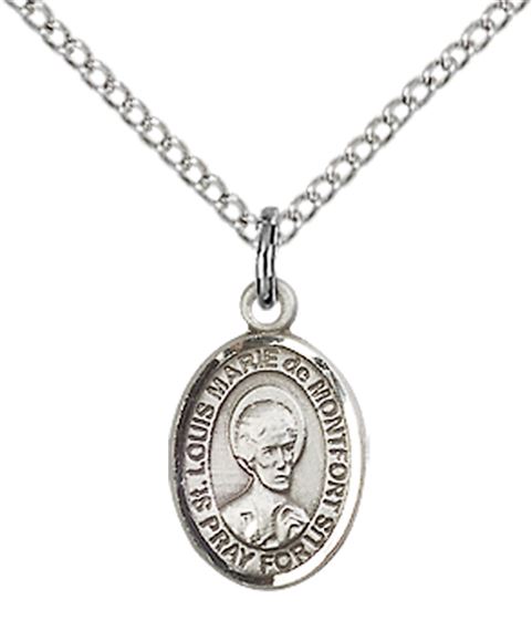 STERLING SILVER ST LOUIS MARIE DE MONTFORT PENDANT WITH CHAIN - 1/2" x 1/4"