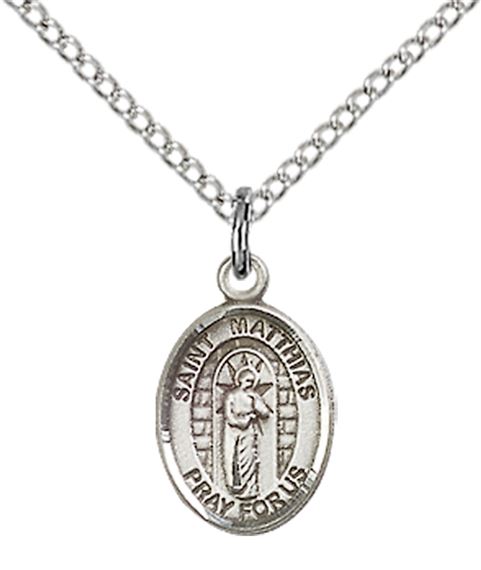 STERLING SILVER ST MATTHIAS THE APOSTLE PENDANT WITH CHAIN - 1/2" x 1/4"