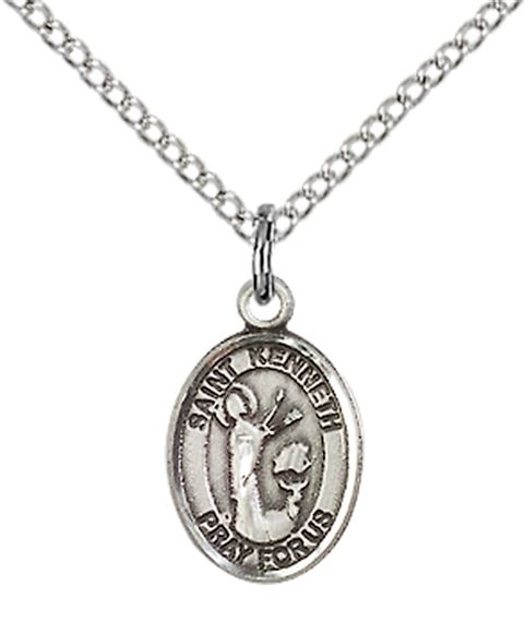 STERLING SILVER ST KENNETH PENDANT WITH CHAIN - 1/2" x 1/4"