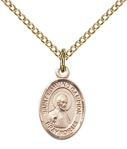 14KT GOLD FILLED ST EDMUND CAMPION PENDANT WITH CHAIN - 1/2" x 1/4"