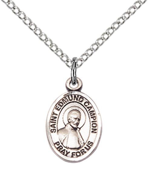 STERLING SILVER ST EDMUND CAMPION PENDANT WITH CHAIN - 1/2" x 1/4"