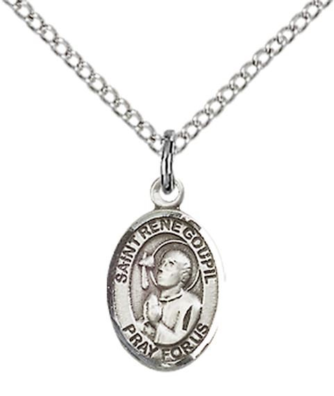 STERLING SILVER ST RENE GOUPIL PENDANT WITH CHAIN - 1/2" x 1/4"