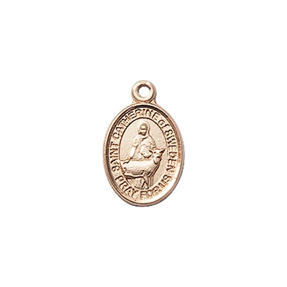 14KT GOLD ST CATHERINE OF SWEDEN MEDAL - 1/2" x 1/4"
