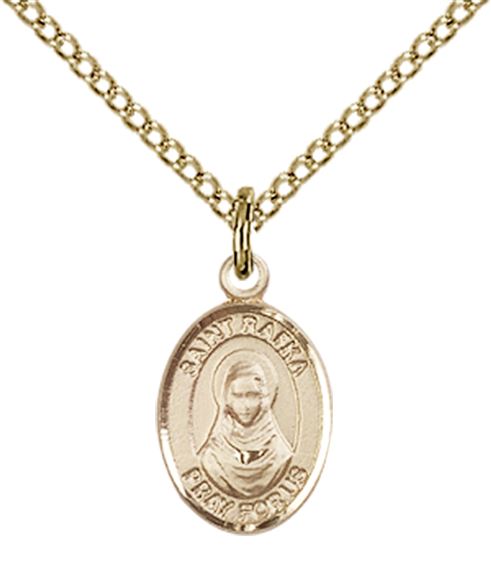 14KT GOLD FILLED ST RAFKA PENDANT WITH CHAIN - 1/2" x 1/4"