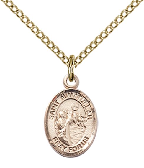 14KT GOLD FILLED ST NIMATULLAH PENDANT WITH CHAIN - 1/2" x 1/4"