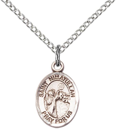 STERLING SILVER ST NIMATULLAH PENDANT WITH CHAIN - 1/2" x 1/4"