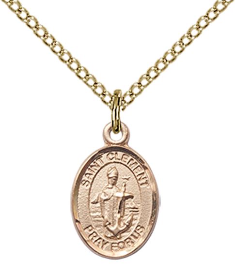 14KT GOLD FILLED ST CLEMENT PENDANT WITH CHAIN - 1/2" x 1/4"