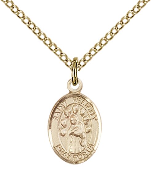 14KT GOLD FILLED ST FELICITY PENDANT WITH CHAIN - 1/2" x 1/4"
