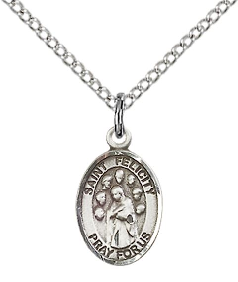 STERLING SILVER ST FELICITY PENDANT WITH CHAIN - 1/2" x 1/4"